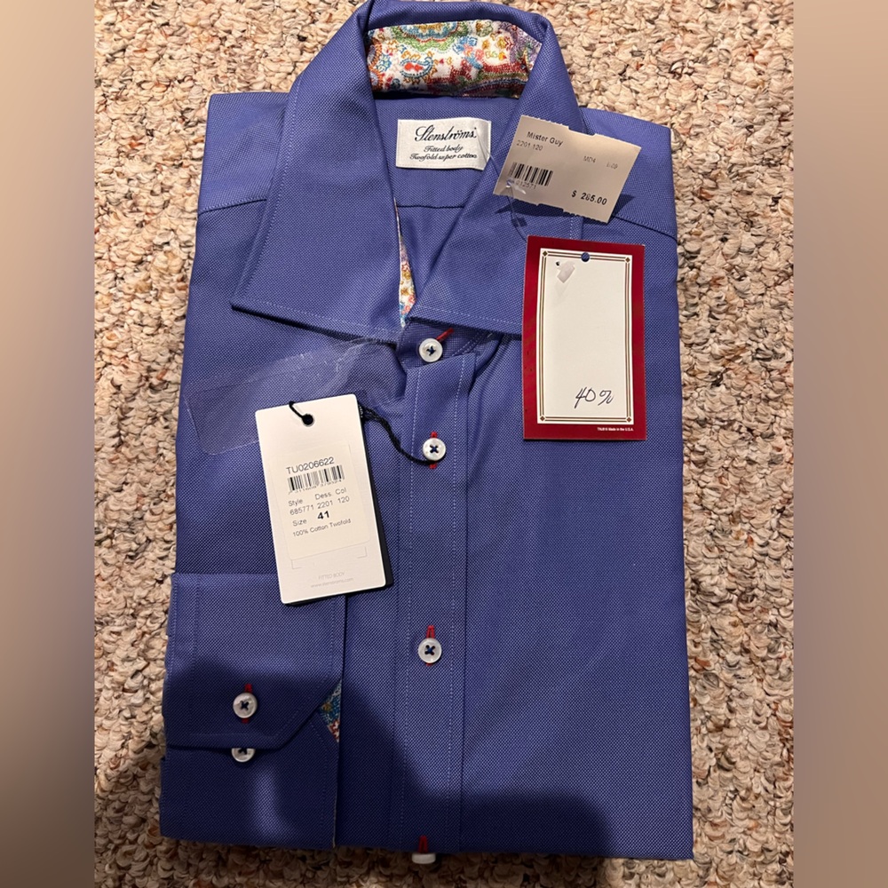 NWT Stenstroms Fitted Poplin Dress Shirt